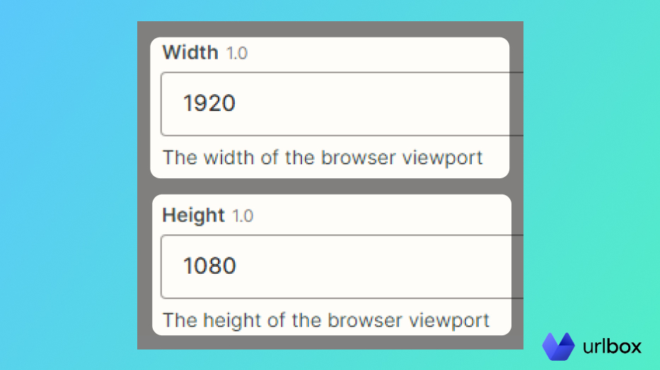 Configuring screenshot dimensions