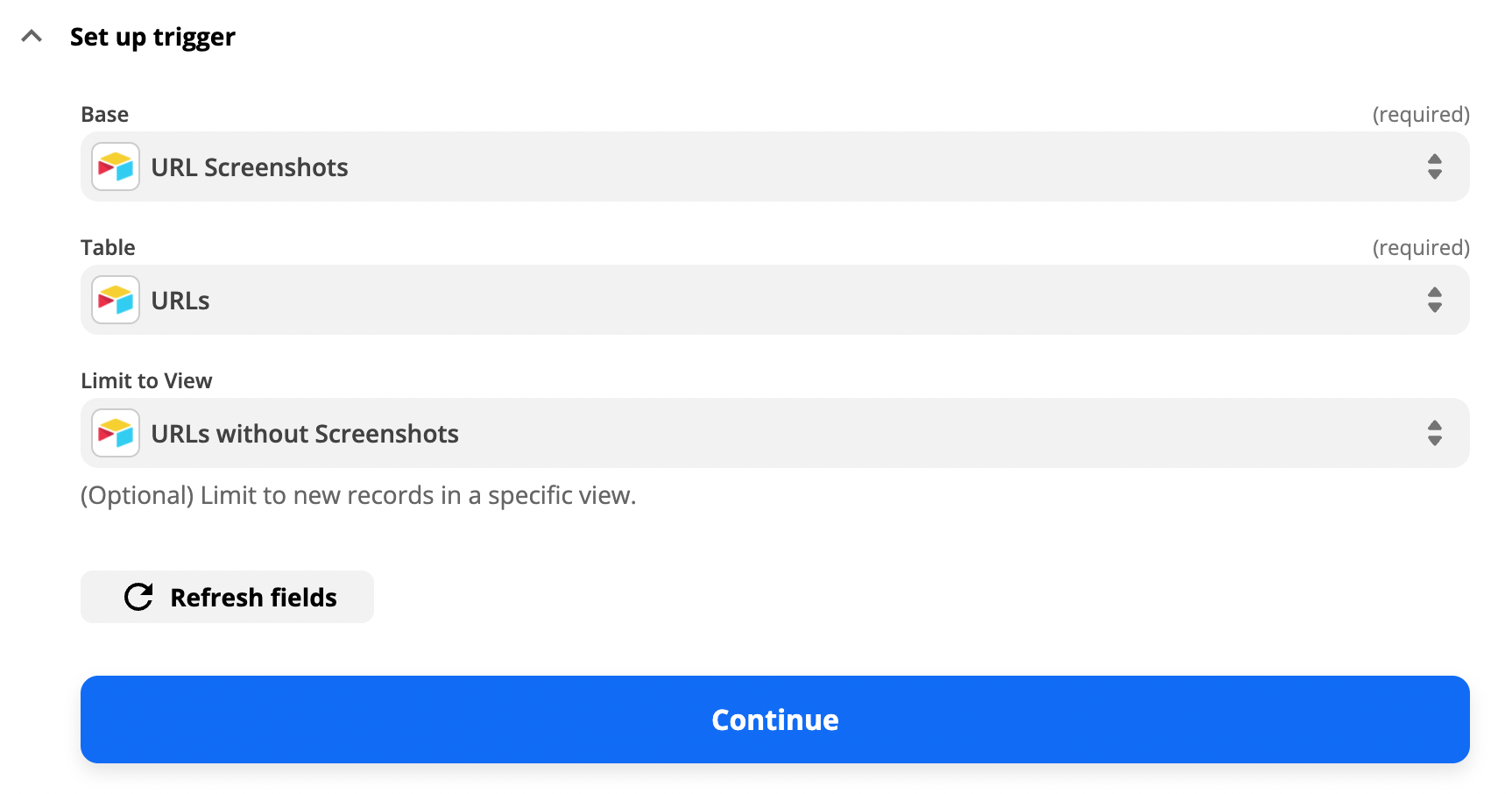 airtable zapier settings