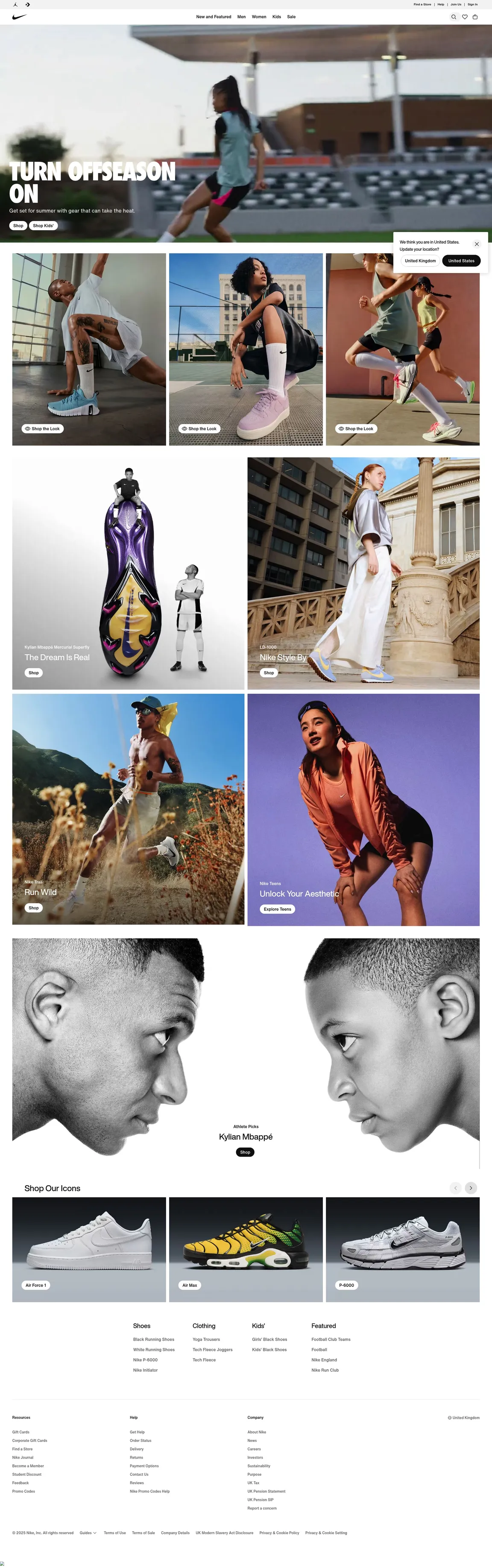 Nike website screenshot taken with ScreenshotOne