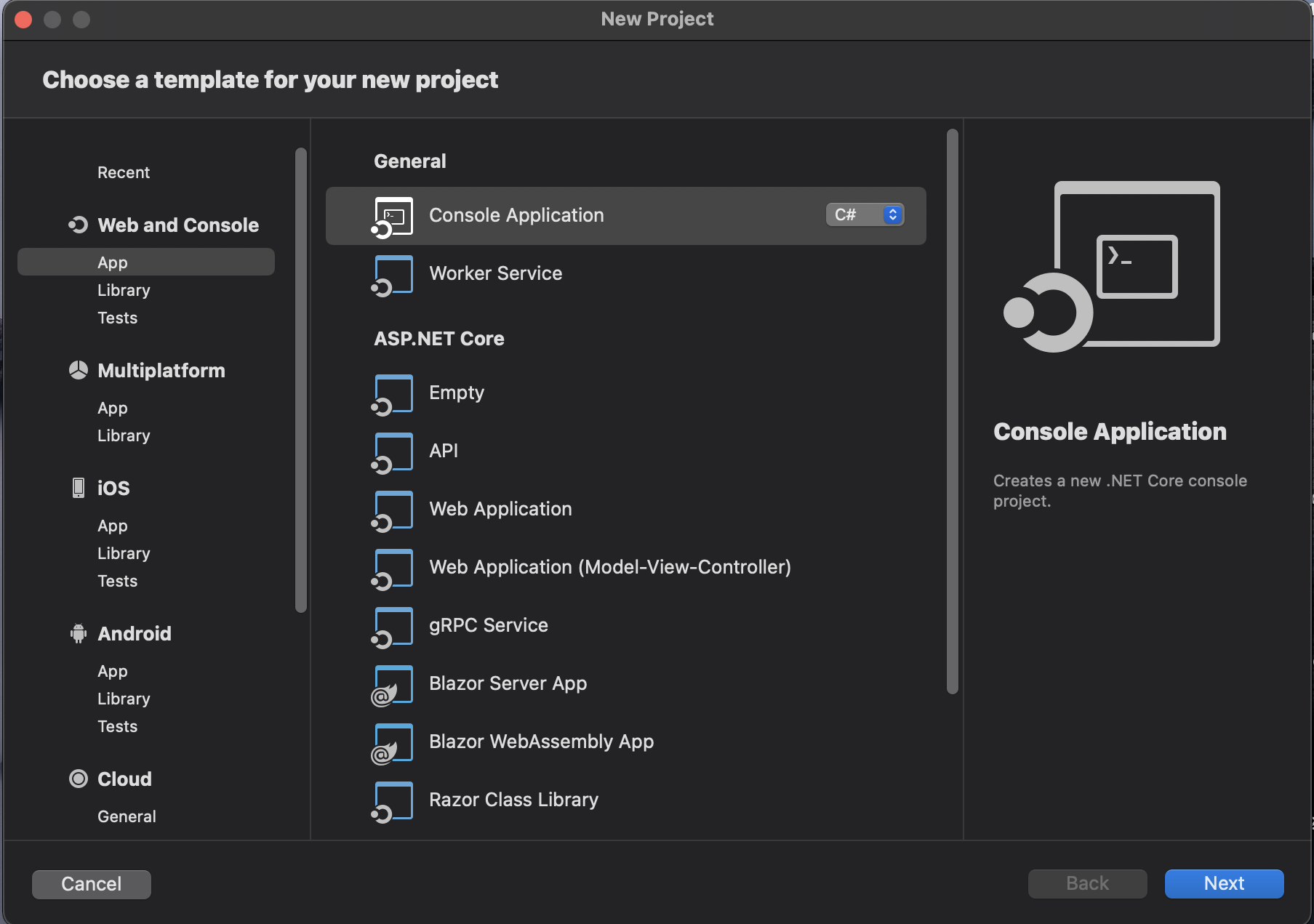 C# console application