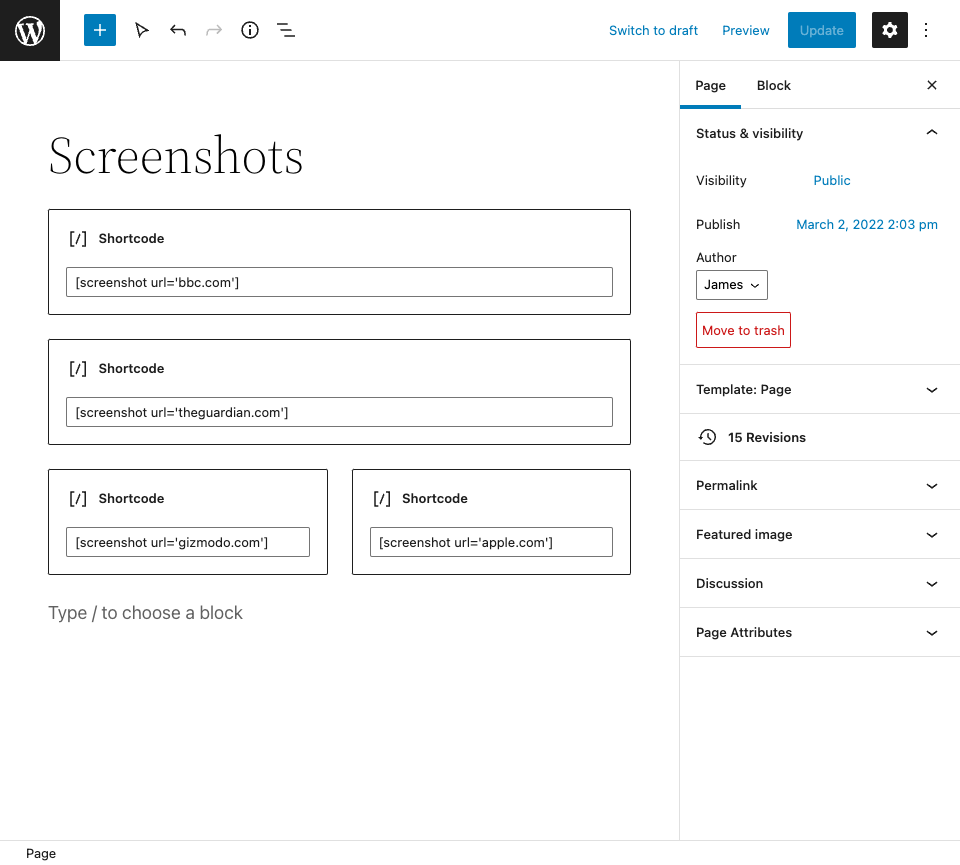 Adding more shortcodes in a columns block