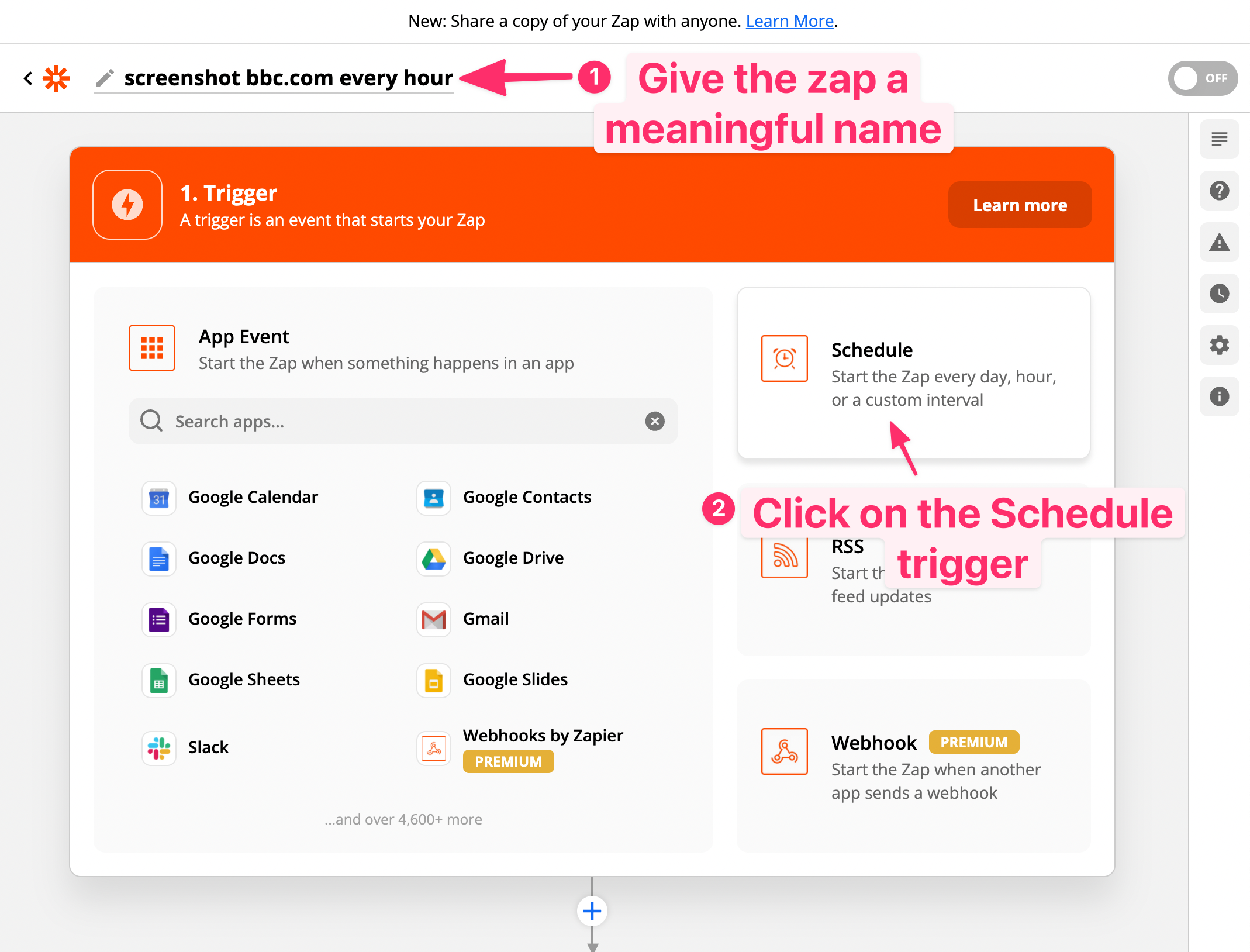 zapier schedule trigger