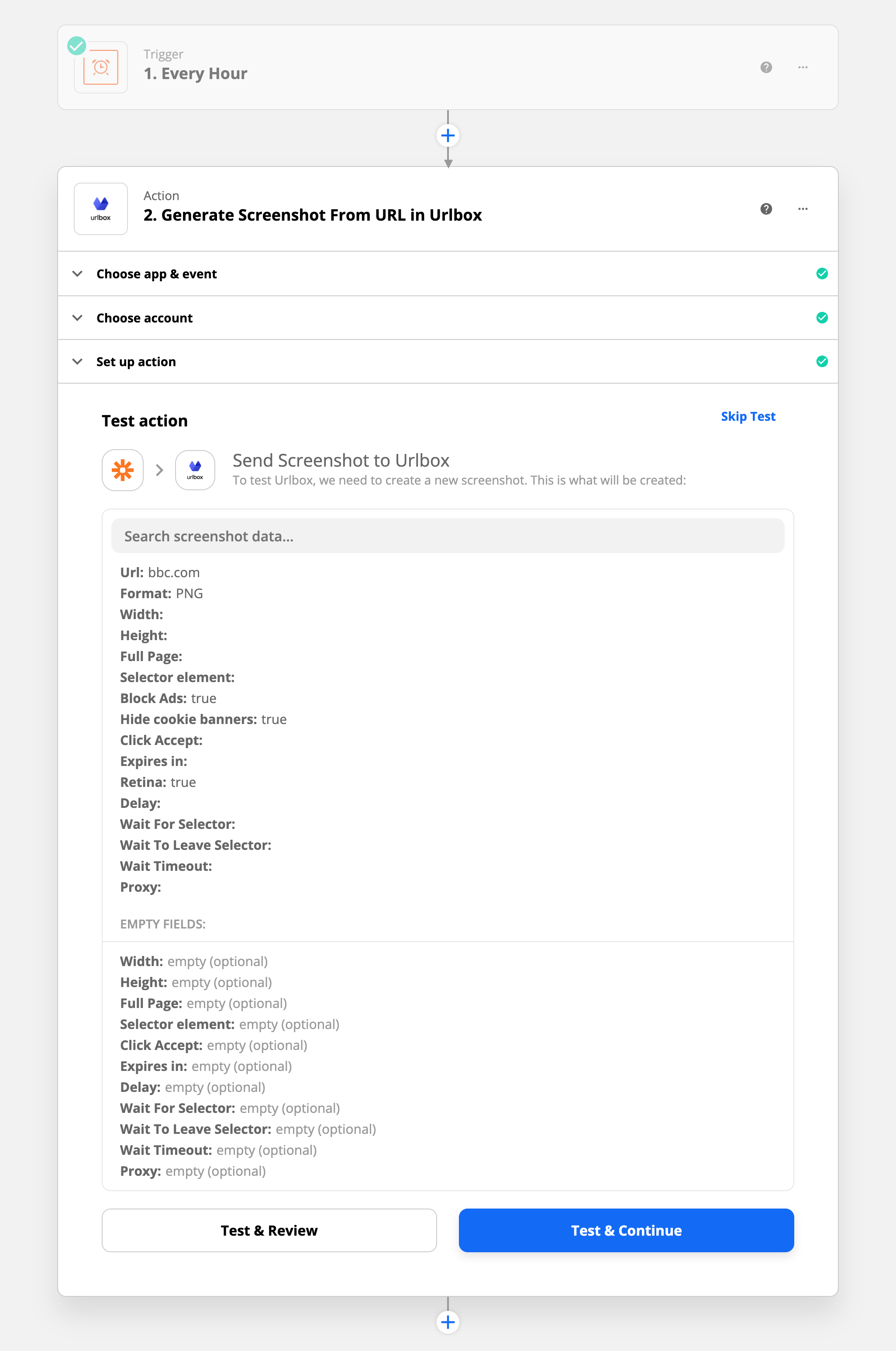 zapier test screenshot