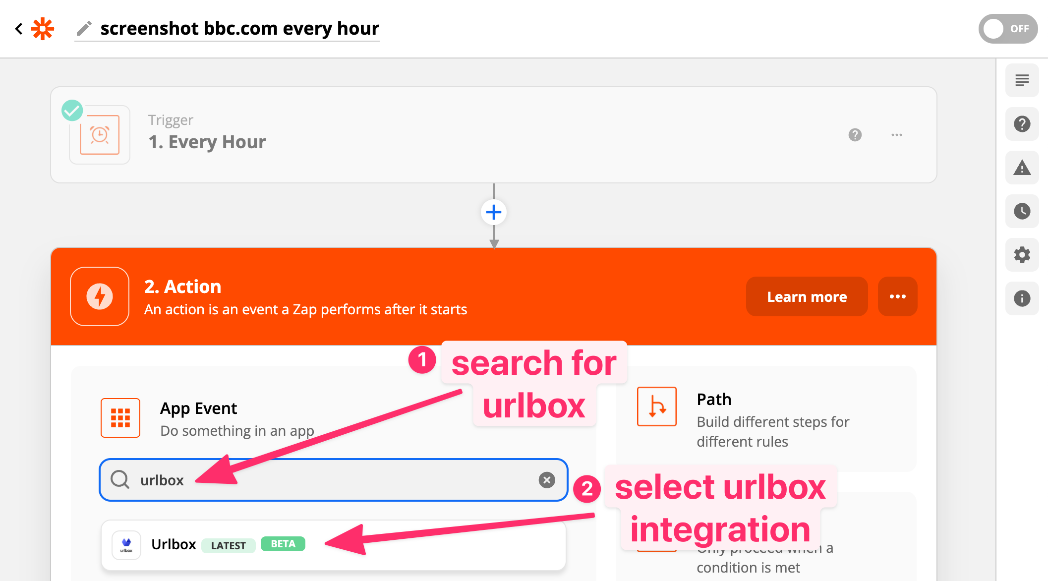 zapier urlbox action